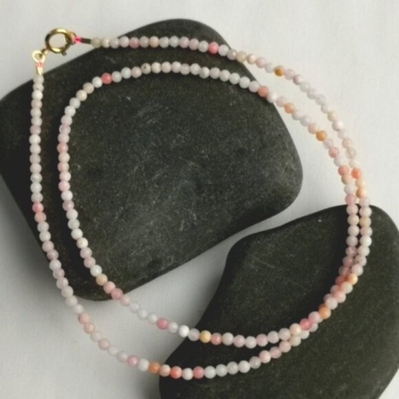 Pink Opal Gemstone faceted bead  necklace - Picture 1 of 8